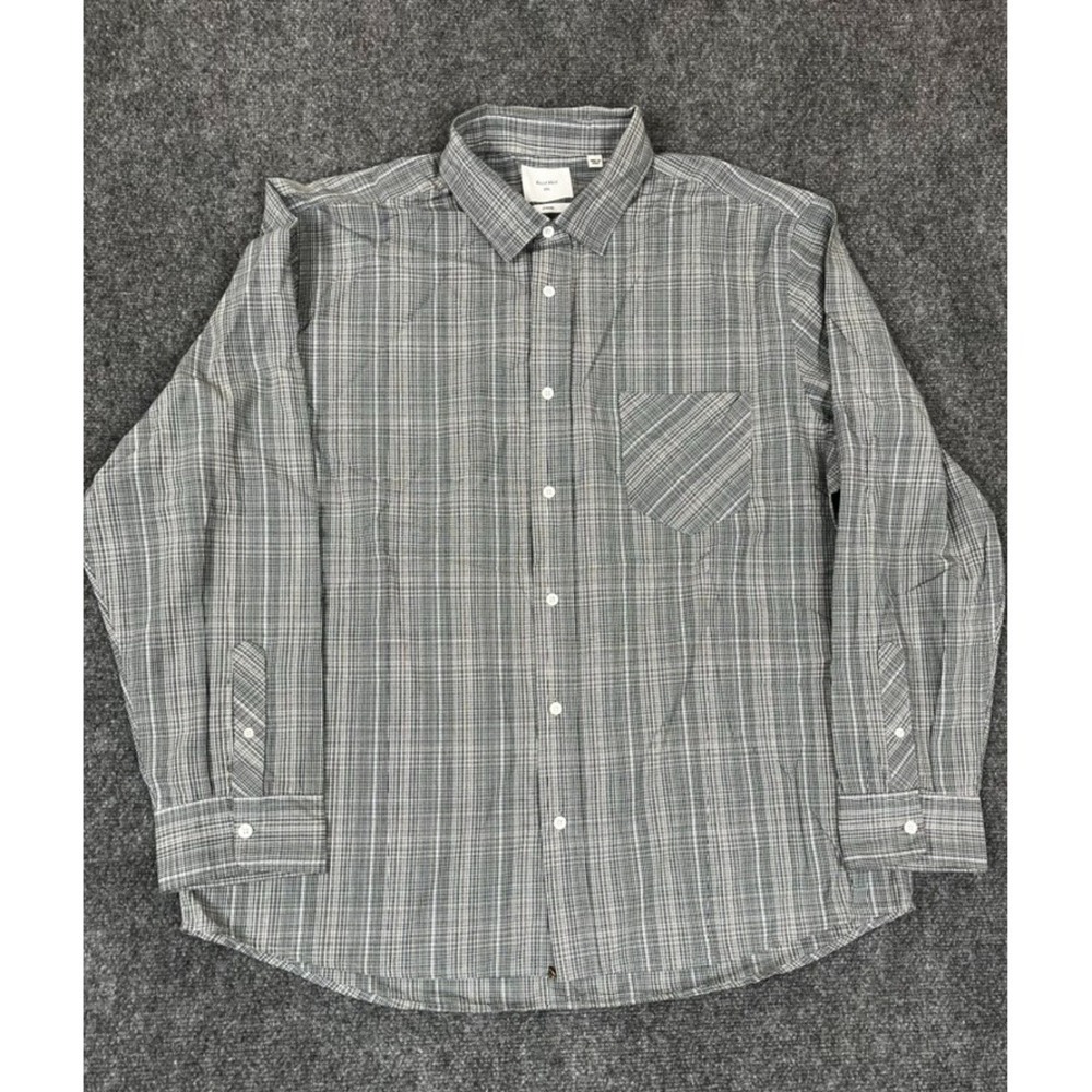 Billy Reid Button Up Shirt Mens Gray Plaid‎ Standard Fit 100% Cotton Size XXL